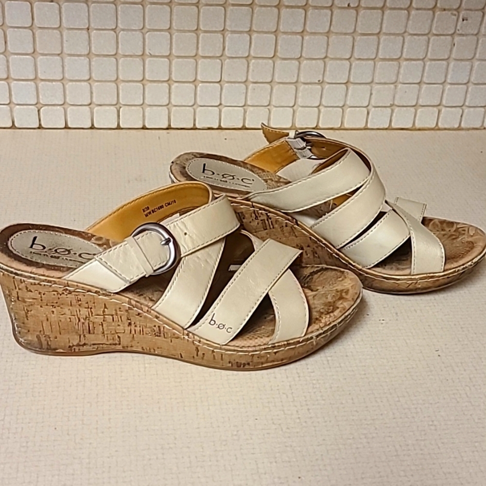 BOC BAMBIRE White/Clay Wedge Heeled Sandals size 8/39